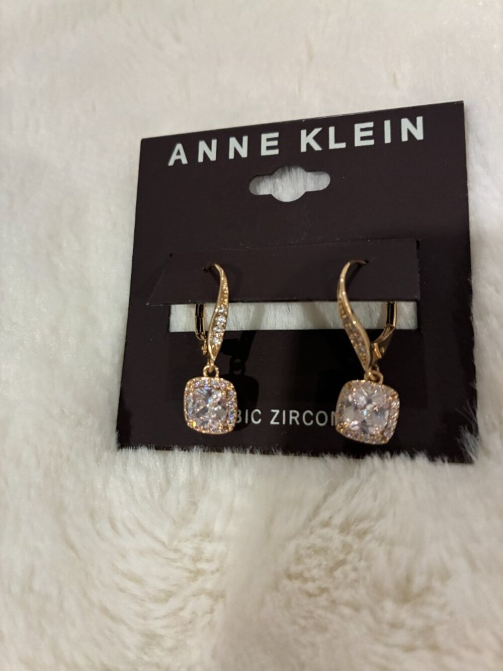 Anne Klein Dangle/Drop Cubic Zirconia Gold Tone Fashion Earrings